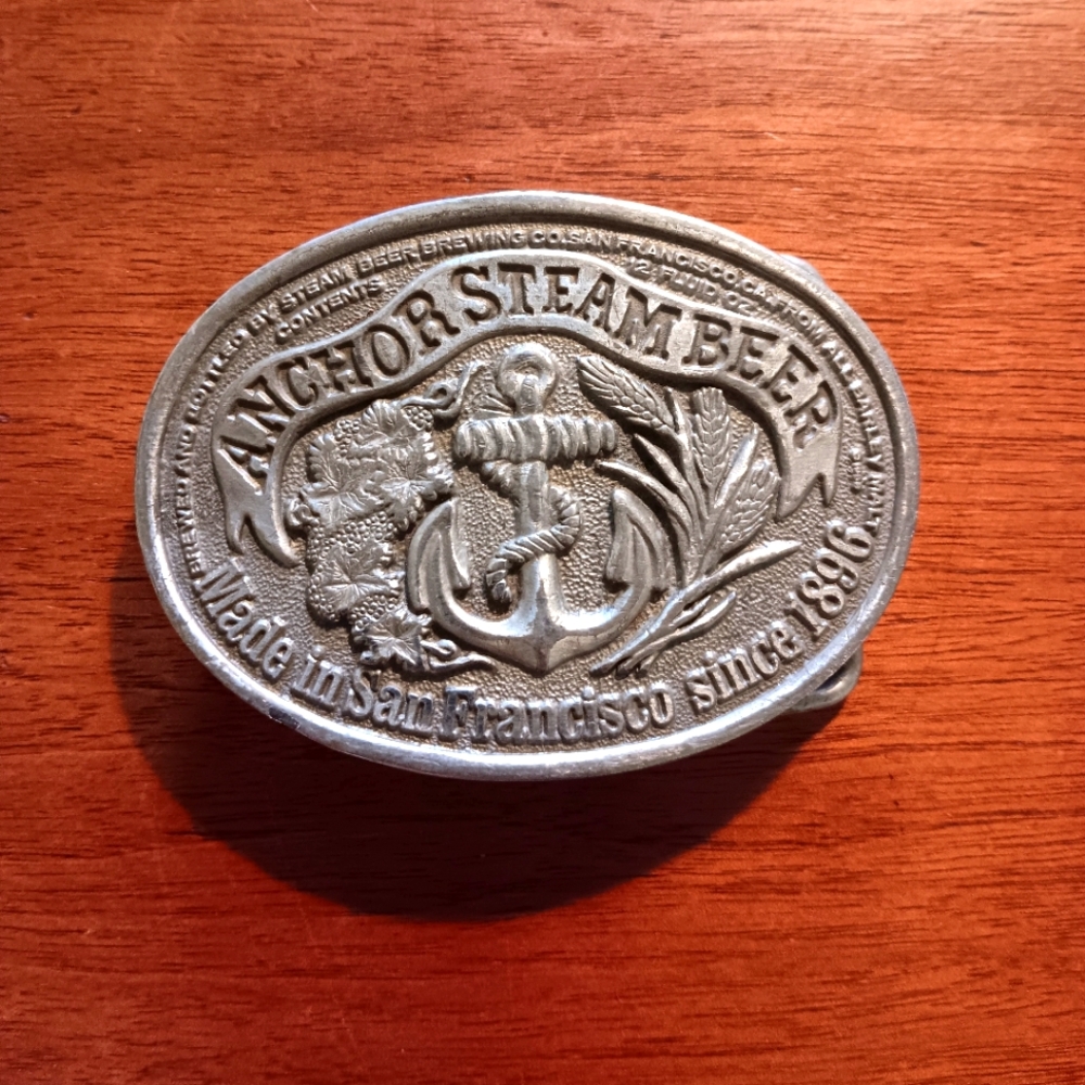 Anchor Steam Beer Belt Buckle San Francisco Bergamot Brass Works 1975 Vtg USA‌‍‍